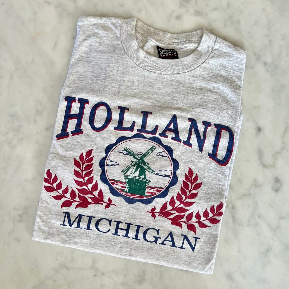 Vintage 90s Holland Michigan Windmill Emblem T Shirt